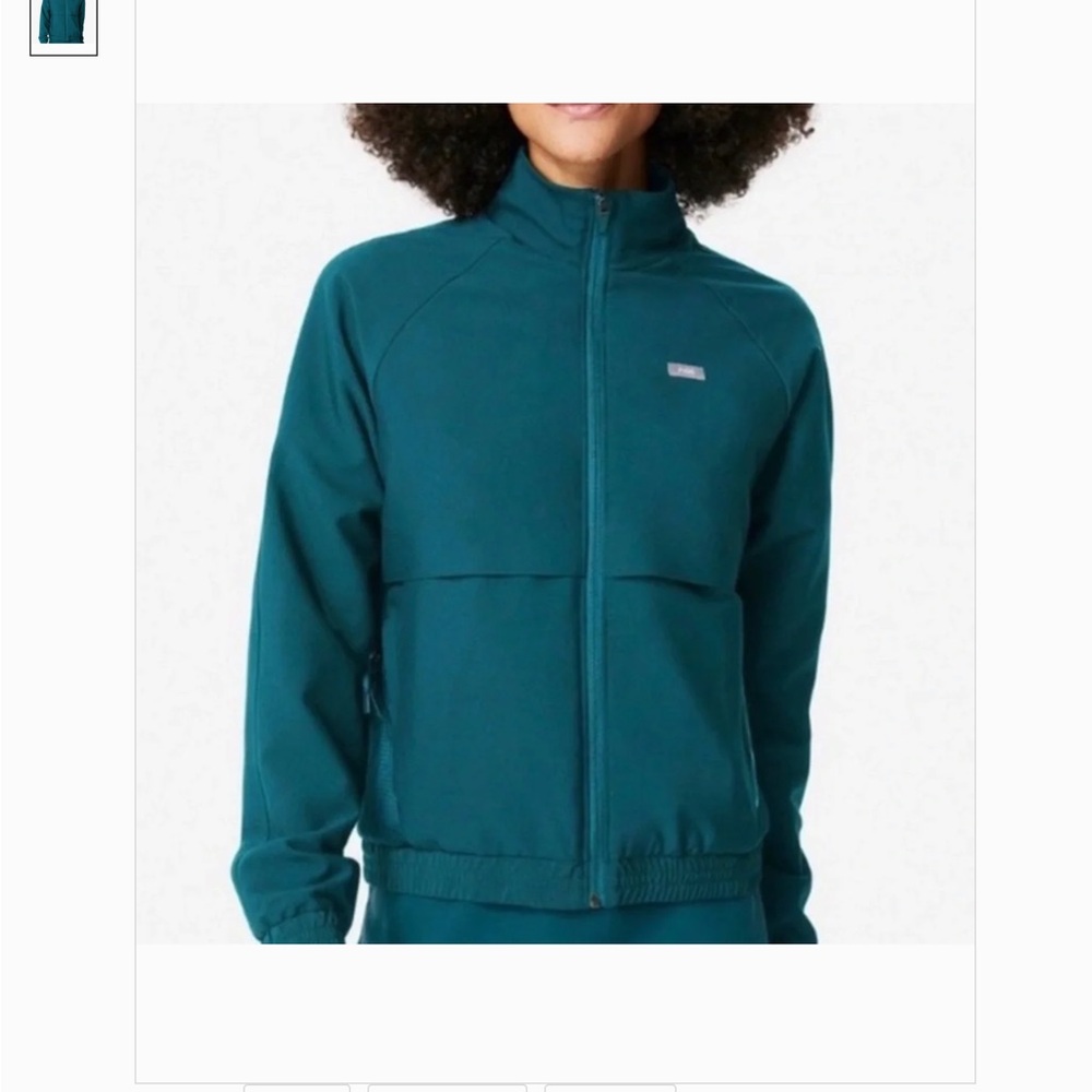 FIGS Sydney Scrub Jacket in a hunter green color - Picture 2 of 13